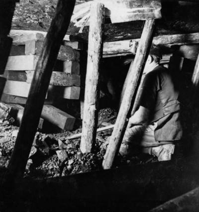 Ashington Coal Company: Miner on Knees Underground, 1900s