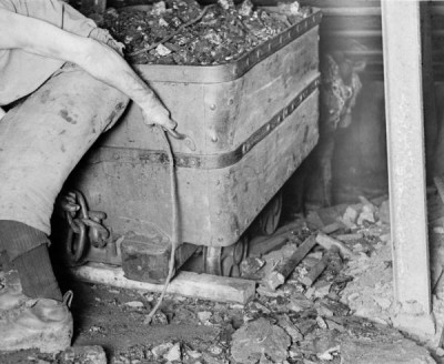 Ashington Coal Company: Miner Pulling a Coal Tub, 1900s