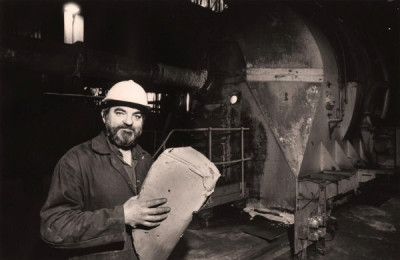 Eastgate Cement Works: Brian Hodgson in Front of No.1 Kiln, 9th March 1991