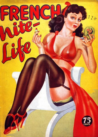 Pulps. A selection of gaudy covers from ‘spicy’ magazines of the late 1940s and early 1950s. Titles include PICCADILLY EYEFUL, DESIRES OF DARKNESS, CUPID’S CAPERS and HEEBEE-JEEBEE.