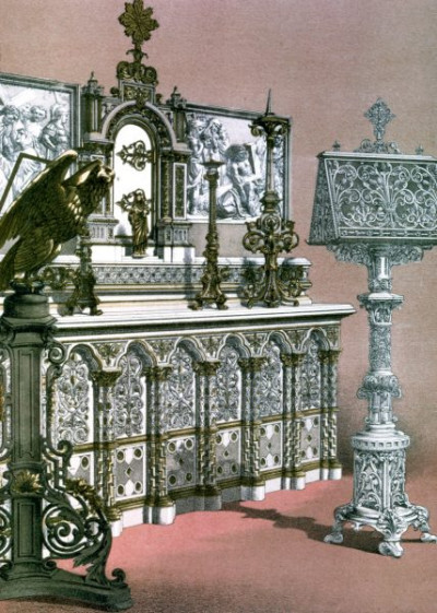 The International Exhibition, 1862. A selection of chromolithic plates from MASTERPIECES OF INDUSTRIAL ART & SCULPTURE AT THE INTERNATIONAL EXHIBITION, 1862, Day & Son. A cross-section of furniture, textiles, ceramics, glassware, etc.