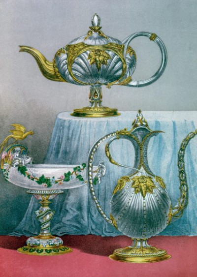 The International Exhibition, 1862. A selection of chromolithic plates from MASTERPIECES OF INDUSTRIAL ART & SCULPTURE AT THE INTERNATIONAL EXHIBITION, 1862, Day & Son. A cross-section of furniture, textiles, ceramics, glassware, etc.
