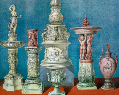 The International Exhibition, 1862. A selection of chromolithic plates from MASTERPIECES OF INDUSTRIAL ART & SCULPTURE AT THE INTERNATIONAL EXHIBITION, 1862, Day & Son. A cross-section of furniture, textiles, ceramics, glassware, etc.