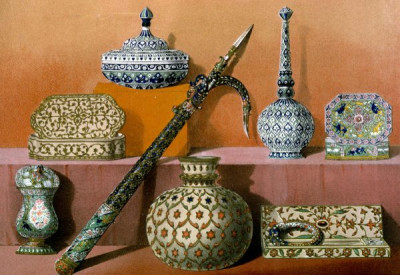 The International Exhibition, 1862. A selection of chromolithic plates from MASTERPIECES OF INDUSTRIAL ART & SCULPTURE AT THE INTERNATIONAL EXHIBITION, 1862, Day & Son. A cross-section of furniture, textiles, ceramics, glassware, etc.
