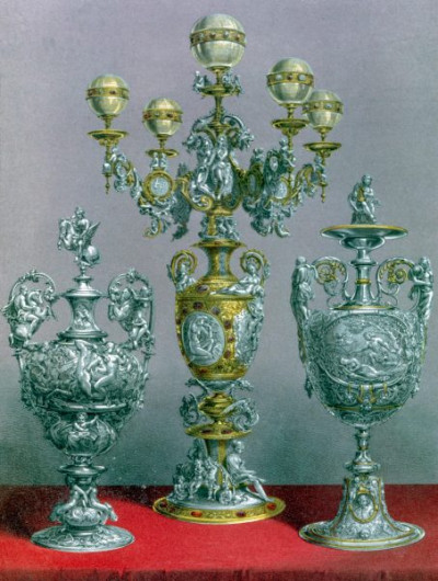 The International Exhibition, 1862. A selection of chromolithic plates from MASTERPIECES OF INDUSTRIAL ART & SCULPTURE AT THE INTERNATIONAL EXHIBITION, 1862, Day & Son. A cross-section of furniture, textiles, ceramics, glassware, etc.