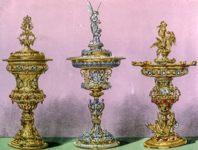 The International Exhibition, 1862. A selection of chromolithic plates from MASTERPIECES OF INDUSTRIAL ART & SCULPTURE AT THE INTERNATIONAL EXHIBITION, 1862, Day & Son. A cross-section of furniture, textiles, ceramics, glassware, etc.