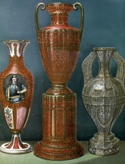 The International Exhibition, 1862. A selection of chromolithic plates from MASTERPIECES OF INDUSTRIAL ART & SCULPTURE AT THE INTERNATIONAL EXHIBITION, 1862, Day & Son. A cross-section of furniture, textiles, ceramics, glassware, etc.