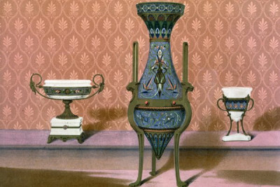 The International Exhibition, 1862. A selection of chromolithic plates from MASTERPIECES OF INDUSTRIAL ART & SCULPTURE AT THE INTERNATIONAL EXHIBITION, 1862, Day & Son. A cross-section of furniture, textiles, ceramics, glassware, etc.