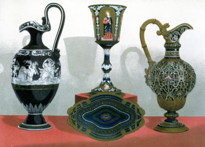 The International Exhibition, 1862. A selection of chromolithic plates from MASTERPIECES OF INDUSTRIAL ART & SCULPTURE AT THE INTERNATIONAL EXHIBITION, 1862, Day & Son. A cross-section of furniture, textiles, ceramics, glassware, etc.