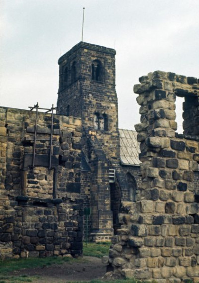 The tower and monastic remains from the south