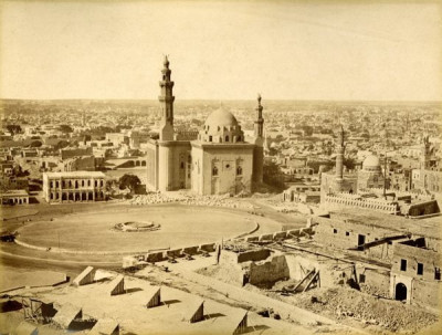 Pascal Sebah Album: Vue panoramique du Caire et Mosque Hassan, 1800s