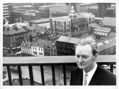 T Dan Smith Archive: Dan Smith overlooking city scene, 1965