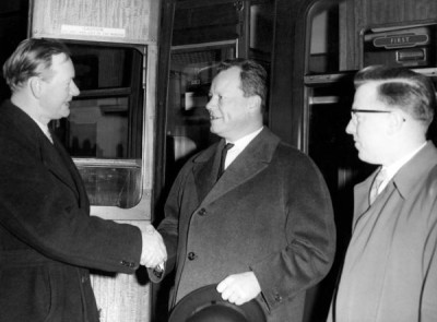 T Dan Smith Archive: Dan meeting Willy Brandt, Robert Brown (MP) on right, c. 1960s