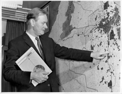 T Dan Smith Archive: Mr. T. Dan Smith, Chairman of the Northern Economic Planning Concio, with his personal copy of