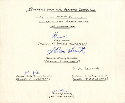 T Dan Smith Archive: Handing over of the 30,000th Council House, 1962