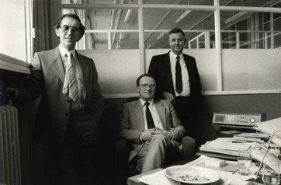Wills' Factory: Don McLeod, Production Manager; Jim Bremner, Manager; Billy Bell, Personnel Manager, 1986
