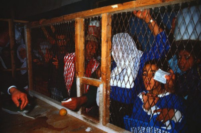 Gaza Strip: Jebaliya camp, United Nations Relief and Works Agency (UNRWA) food and distribution centre, 1987/1988