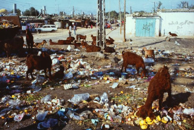 Gaza Strip: Jebaliya camp, uncollected rubbish, 1987/1988