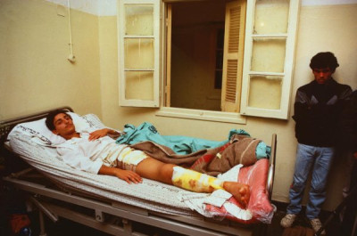 Gaza Strip: Youth shot in leg by Israelis, 1987/1988
