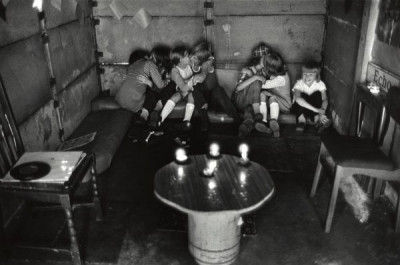 Survival Programmes: Kids’ den in garage, Mozart Street, Granby, Liverpool, 1975