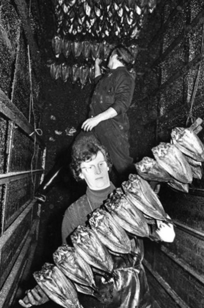 Fishing Industry: In a Kipper Smokehouse, North Shields, 1979