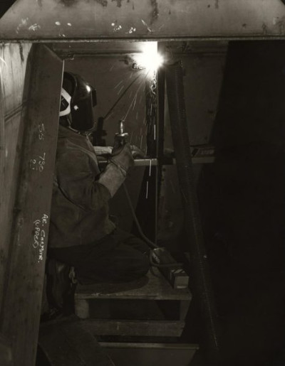 Shipbuilding on the Tyne: Welder in the 'Fab' Shed, 1983