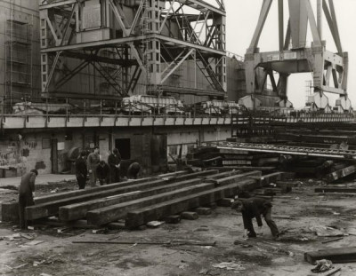 Shipbuilding on the Tyne: Preparing a Bed for an Engine, 1983