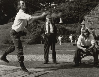 Quoits: John Ward of Fylingthorpe in action at Beckhole during the afternoon, 1970s