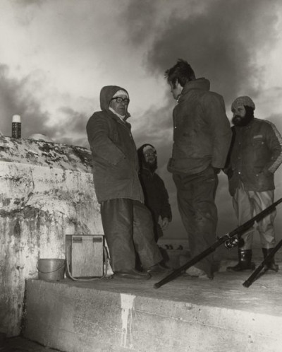 Tees Estuary: Rod Fishermen at Dusk, South Gare Light, March 1981Tees Estuary:
