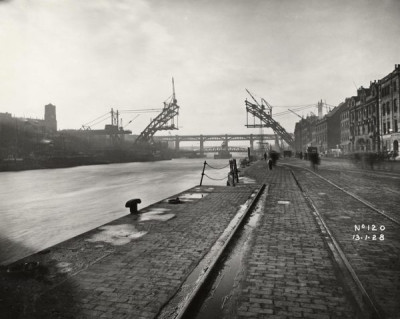 Building the Tyne Bridge: View of the Bridge From Down River, 13th January 1928