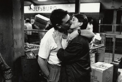 Nowhere Called Home: Couple kissing goodbye at the station in Wolfsburg, 1989