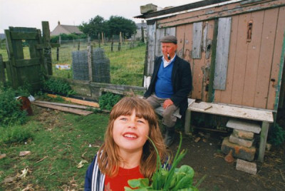 Unclear Family: Ellie Grassick at Tommy Carter’s allotment, 1993