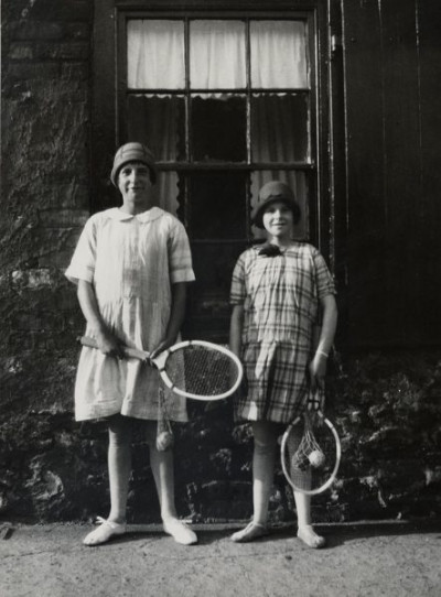 Wheatley Hill: Naomi Powell and Gladys, Ready to play tennis, 1932
