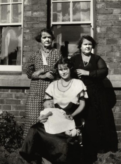 Wheatley Hill: Four generations. Grandma Willis, Mary Gillens, Gladys and her daughter Rita.