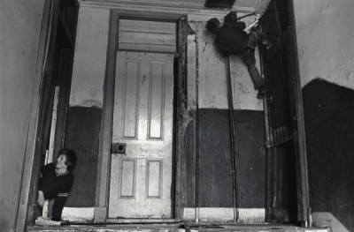 Survival Programmes: Vandals, tenement block, Govan, Glasgow, Scotland, 1975